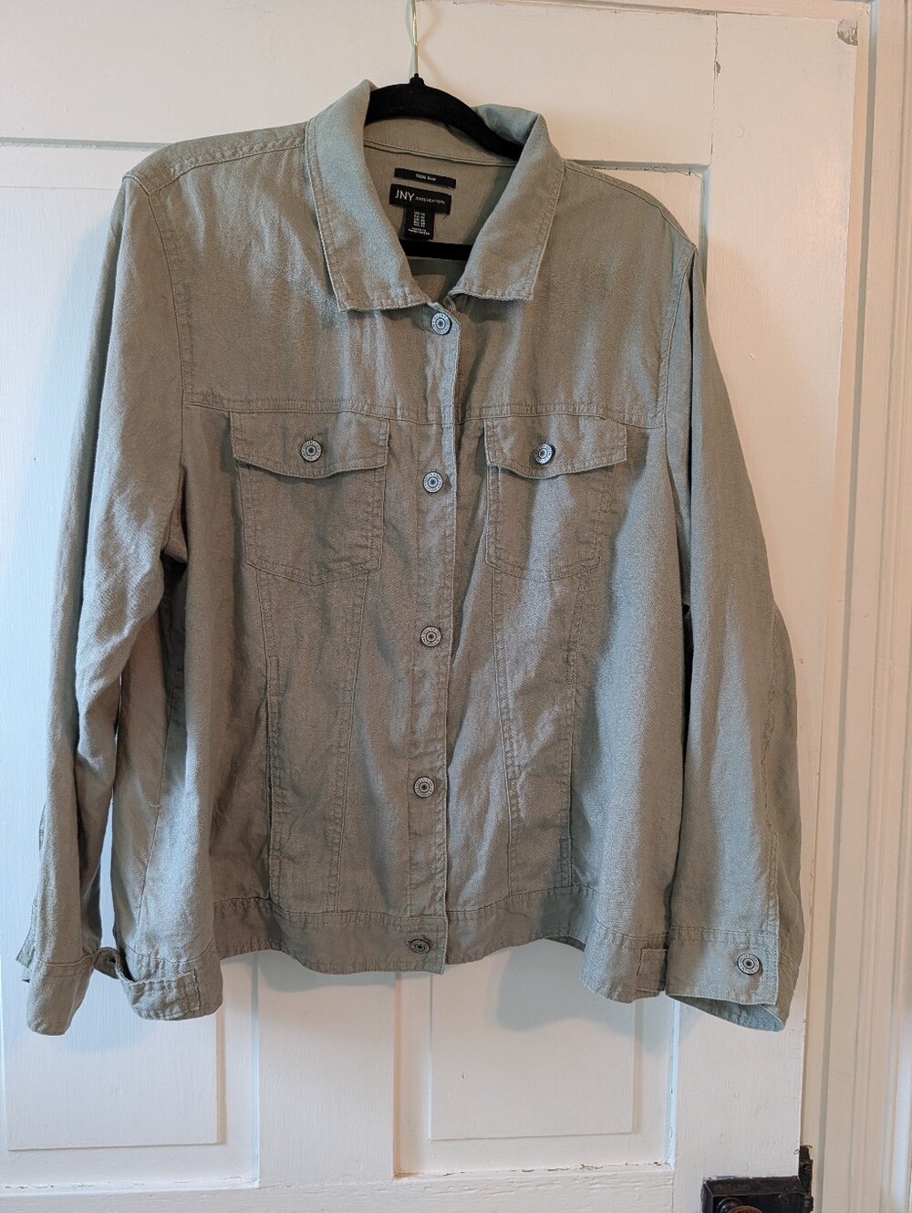 Jone New York Taupe 100% Linen Jacket w/ Pockets 1X